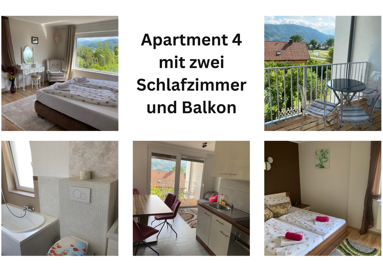Apartment 4 mit zwei Schlafzimmern und Balkon f&uuml;r 4-6 Pers: ab &euro;180